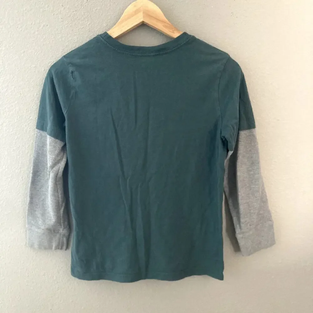 Hanna Andersson Explore Trees Sueded Jersey Art Doublelsleeve Tee 10 140cm